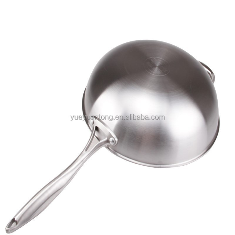 diameter 32cm stainless steel cookware triply frying wok with inox lid