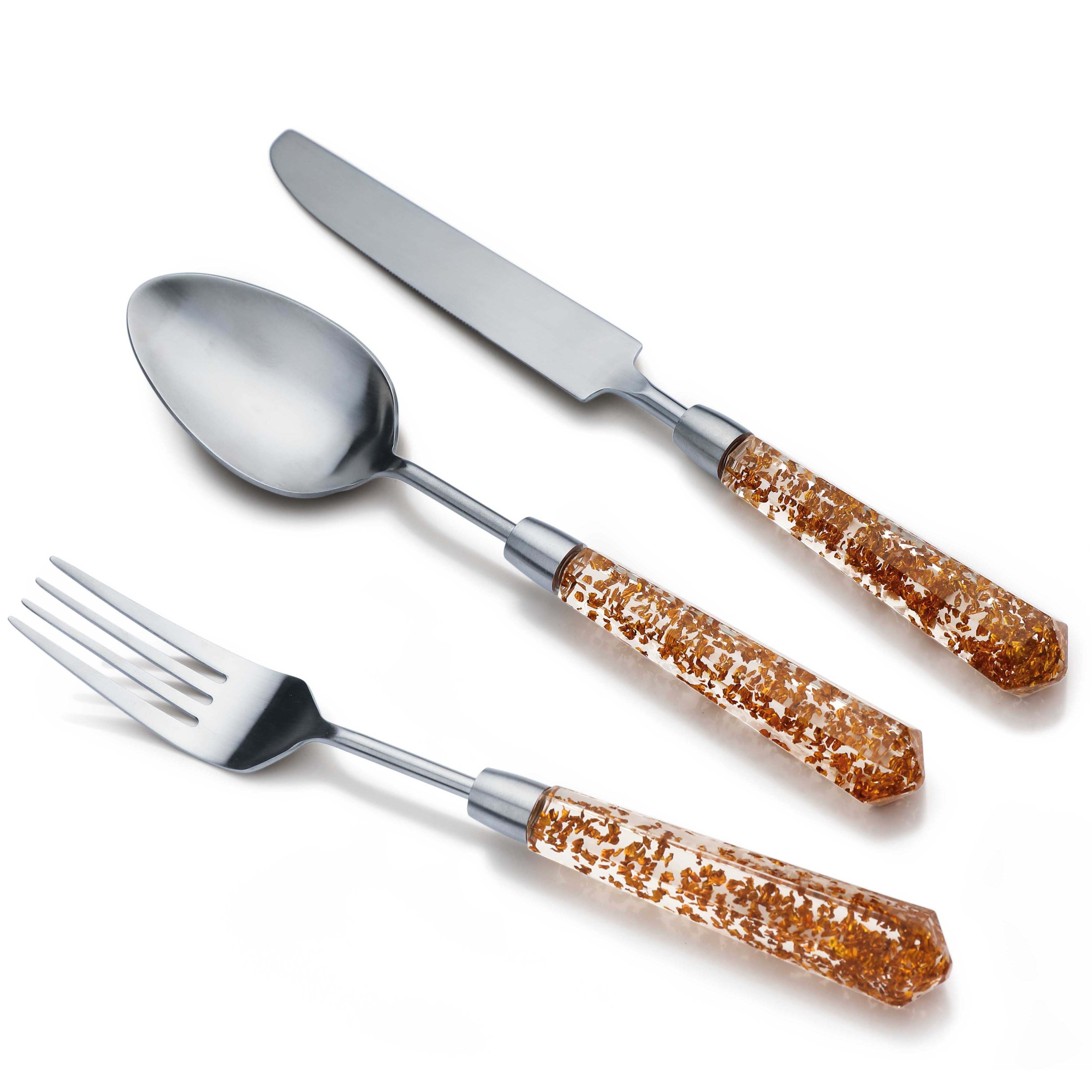 Acrylic handle transparent color stainless steel bulk cutlery with spoon and fork