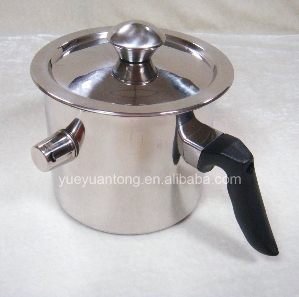 Stainless steel double wall whistling milk pot with non-stick coating