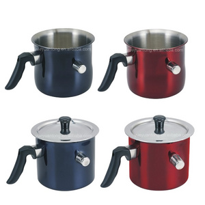 Stainless steel double wall whistling milk pot with non-stick coating