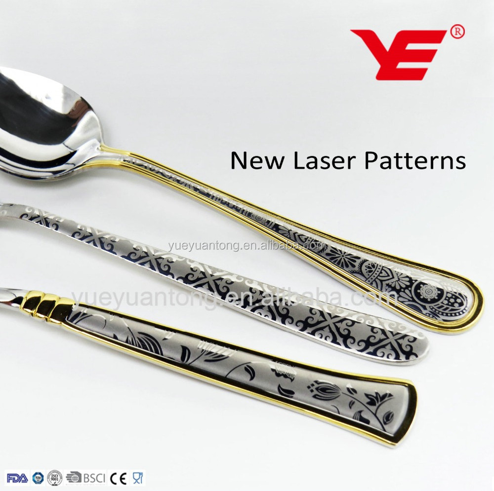 NEW Italian design kitchen cutlery with LASER patterns on the spoon and fork handles