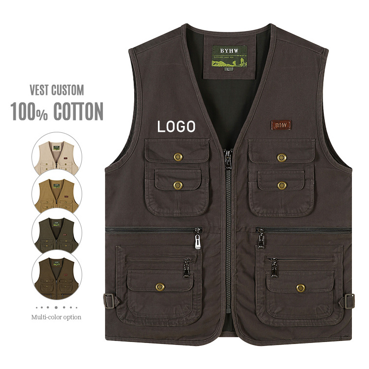 Factory Multiple Pockets Polyester Cottpn Utility Oversize Utility Outdoor Fishing Male Dress Sleeveless Hunting Vests for Men