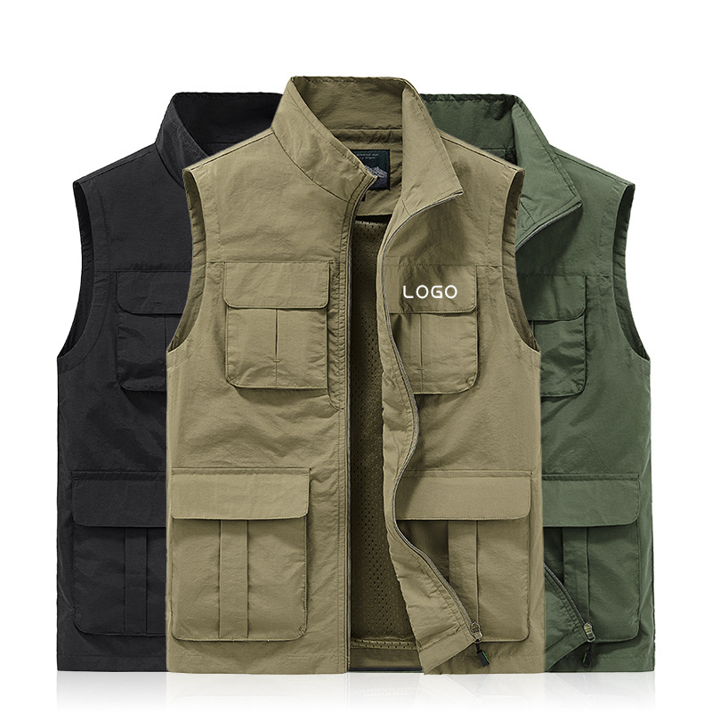 OEM customized press photographer uniform work wear hunting safety mesh shooting construction multiple pockets vest