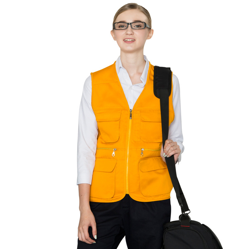 Custom Utility Vest Tactical security Fluorescent Reflective Vest High Visibility  Safety Vest With Multi Function Pockets