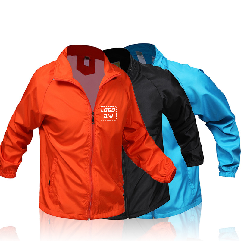 Casual polyester waterproof men's windbreaker jackets with custom printing logo windbreaker for sport