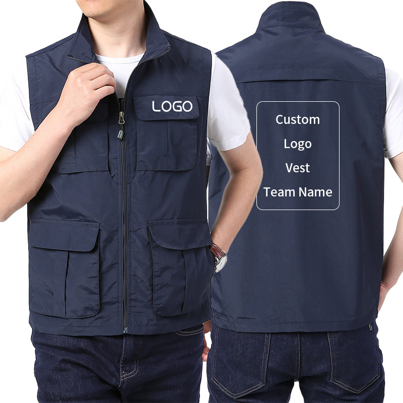 OEM customized press photographer uniform work wear hunting safety mesh shooting construction multiple pockets vest