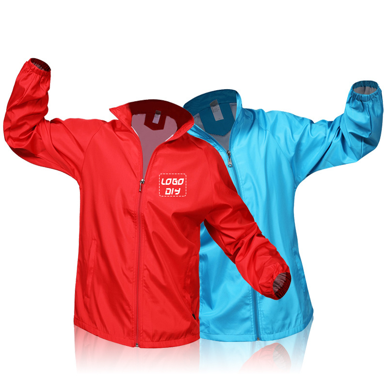 Casual polyester waterproof men's windbreaker jackets with custom printing logo windbreaker for sport