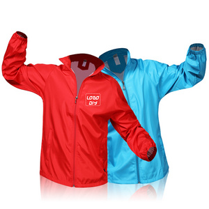 Casual polyester waterproof men's windbreaker jackets with custom printing logo windbreaker for sport