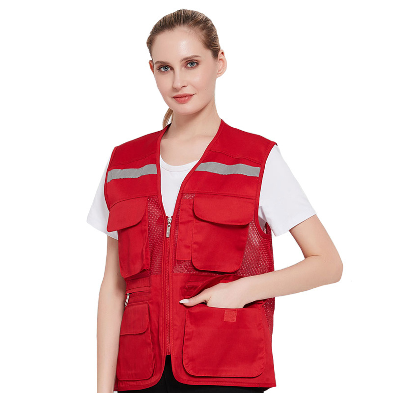 Customized printing logo photography vest Waistcoat for fishing reflective work wear multi pockets vest