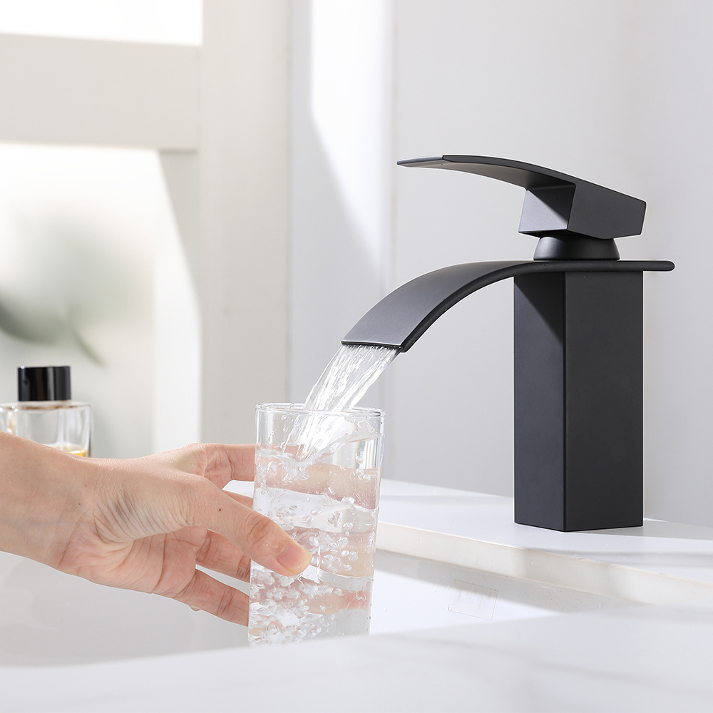 Smart bend New Arrivals waterfall faucet anticorrosion and antirust no lead black bathroom taps