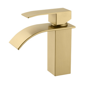 Gold brass kitchen water taps single Hole Non rusting faucet washbasin Stainless steel basin faucet