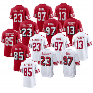 Christian McCaffrey 23 San Francisco Jerseys 85 Kittle  97 Bosa 13 Purdy Stitched VP Limited Jersey Football Game Jerseys -Red