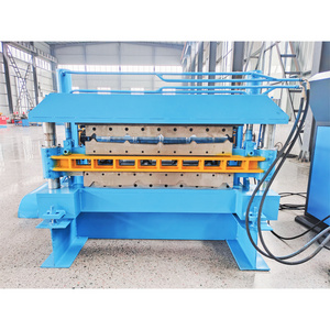 Double Layer Steel Metal Iron Tr4 & Trapezoidal Roofing Tile Corrugated & Rib Profile Cold Roll Forming Machine