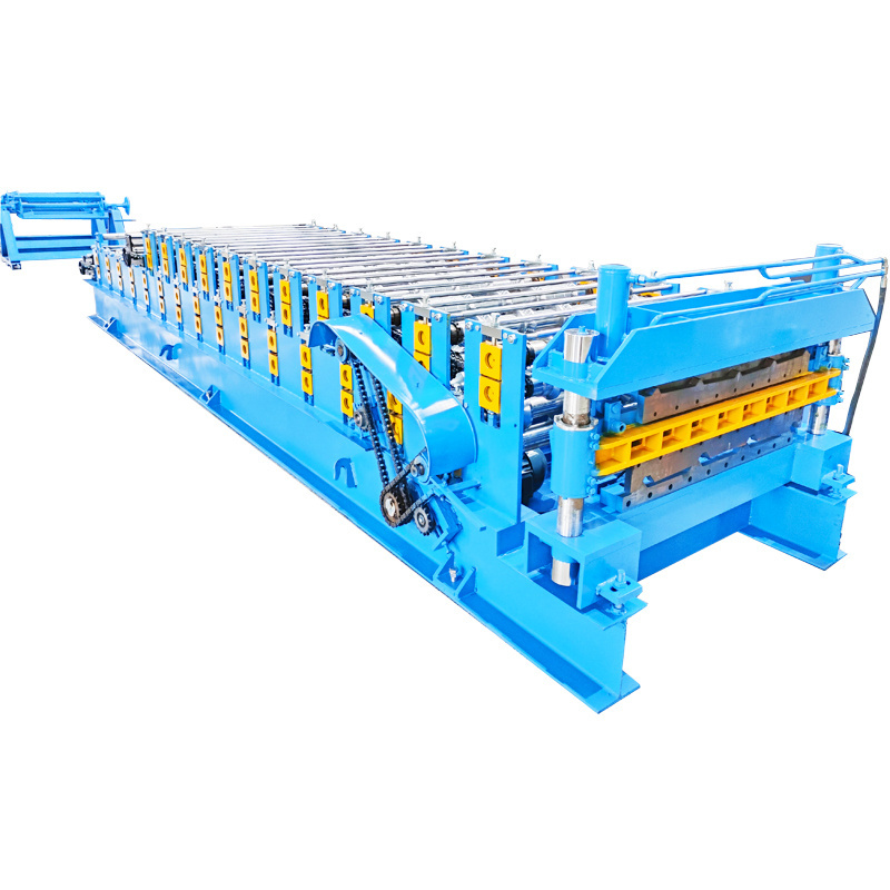 Double Layer Steel Metal Iron Tr4 & Trapezoidal Roofing Tile Corrugated & Rib Profile Cold Roll Forming Machine