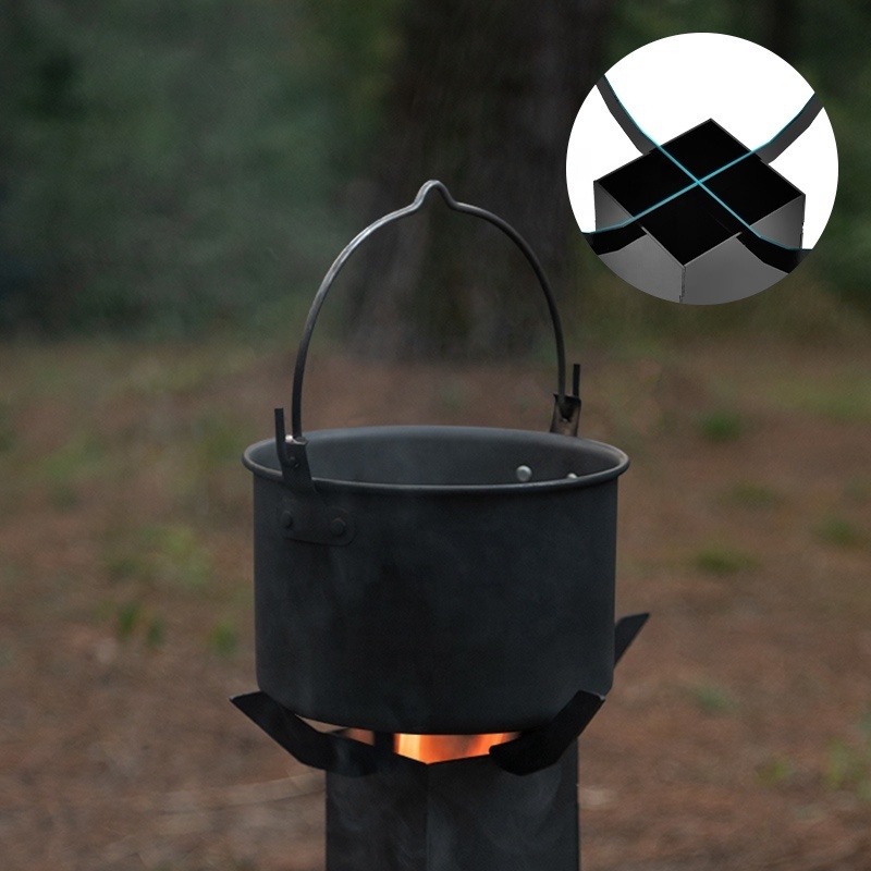 HISPEED Portable Rocket Stove Carbon Steel Adjustable Folding Rocket Wood Stove for Cooking Outdoor Camping Set