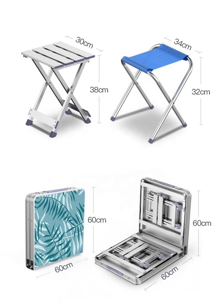 HISPEED Table Aluminium MDF DIY Camping Folding Portable Outdoor Picnic Table for Beach Umbrella