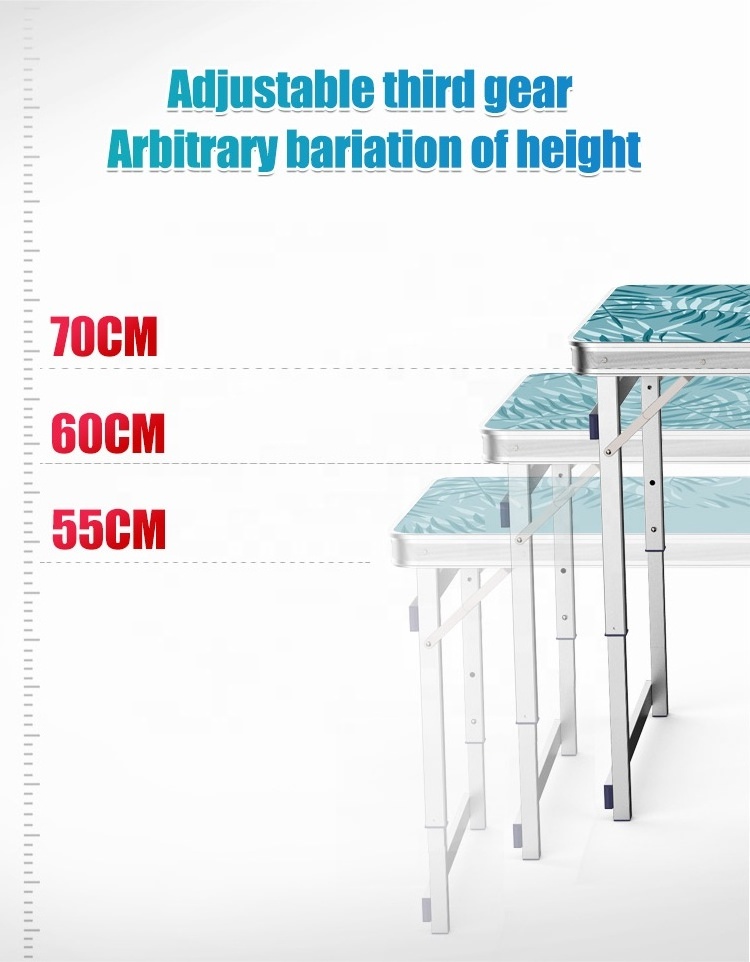 HISPEED Table Aluminium MDF DIY Camping Folding Portable Outdoor Picnic Table for Beach Umbrella