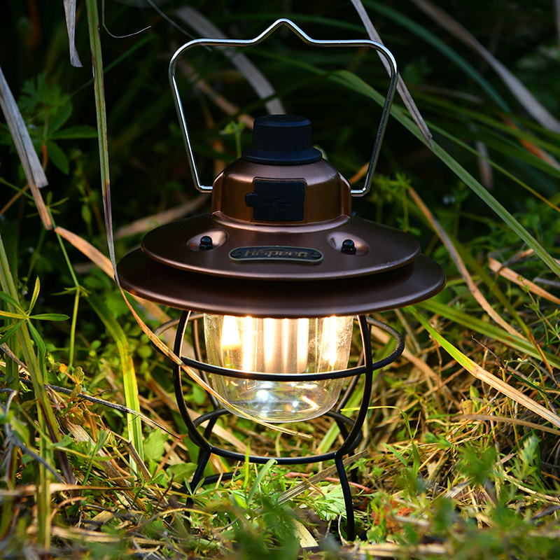 HISPEED Outdoor Camping Essentials Portable Atmosphere Lamp Rechargeable Adjustable Light Source Retro Led Lantern