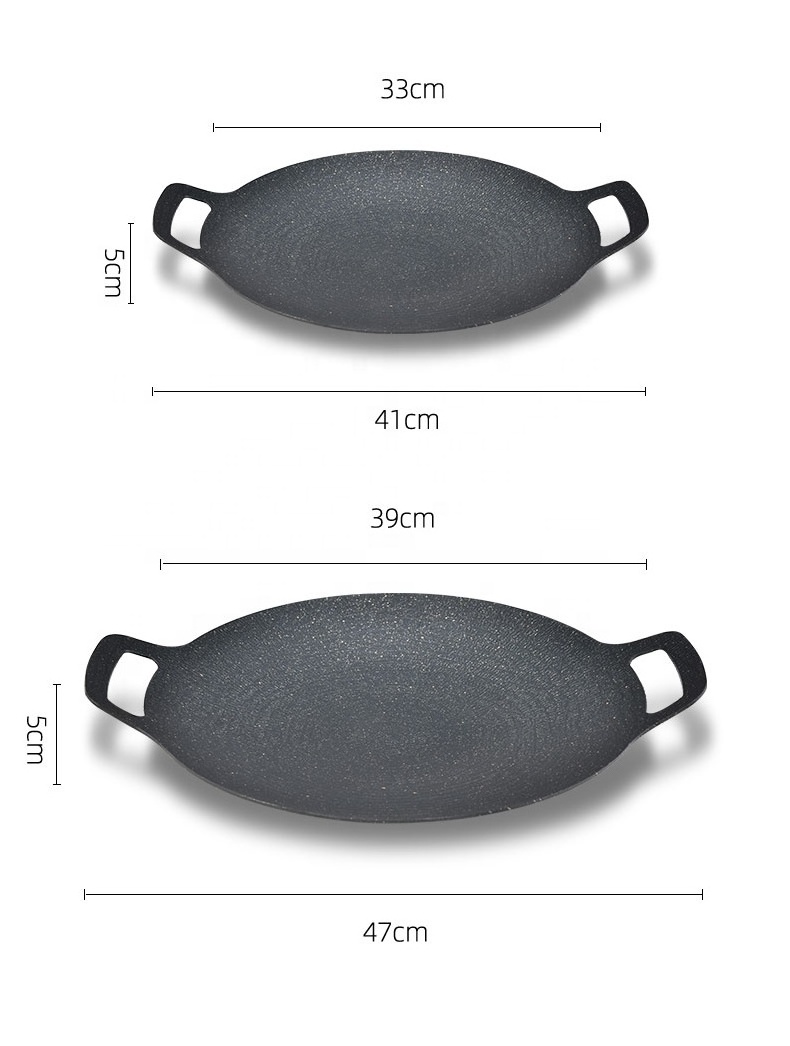 HISPEED Korean Barbecue Grill Pan Non-stick Outdoor Round Camping BBQ Grill Pan for Travel