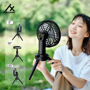 HISPEED Electric Desk Stand Fan Tripod Camping Fan Portable 10000mah USB Tripod Camping Fan with Power Bank and Light