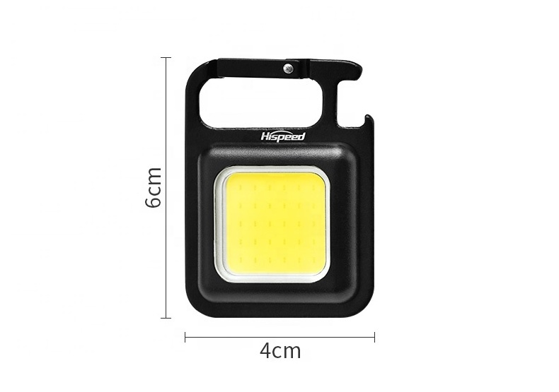 HISPEED Cob Led Keychain Flashlight Portable Magnetic 500mAh Mini Keychain Usb Rechargeable Led Flashlight