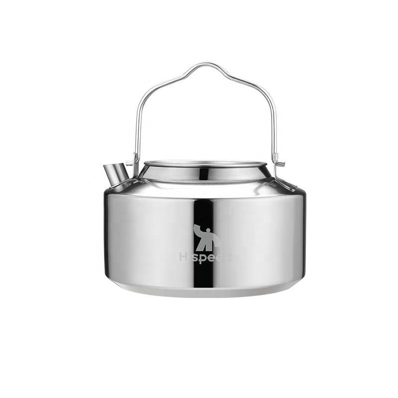 HISPEED Camping Cookware Kettle 1.2L Metal Teapot Portable Anti-scald Stainless Steel Kettle