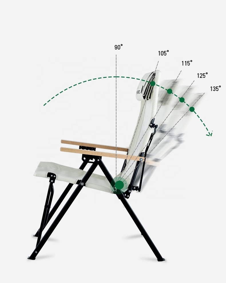 HISPEED Furnitures Camping Chairs Folding Portable Aluminum Lawn Chair 4 Position Black Highback Chairs Air Permeable Kamp Masas