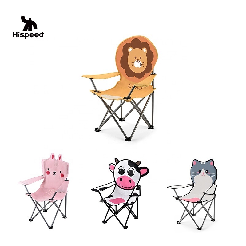 HISPEED Kids Animal Camping Chairs Steel Tube Folding Animal Print Camping Chair for Kids