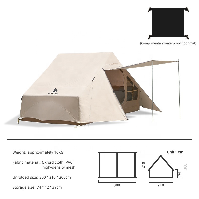 HISPEED Barraca De Camping Cotton Oxford Waterproof Large Inflatable Glamping Tent for 8 Persons