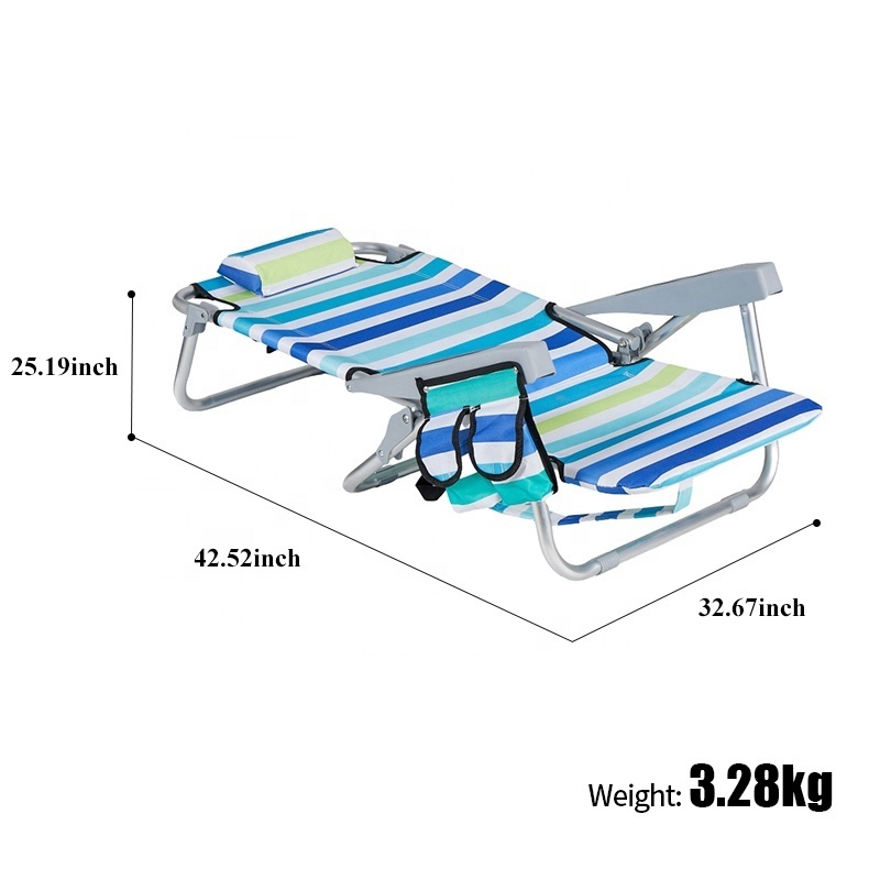 HISPEED Aluminium Beach Chairs 5 Position Adjustable Outdoor Camping Chair Heavy Duty Folding Chair