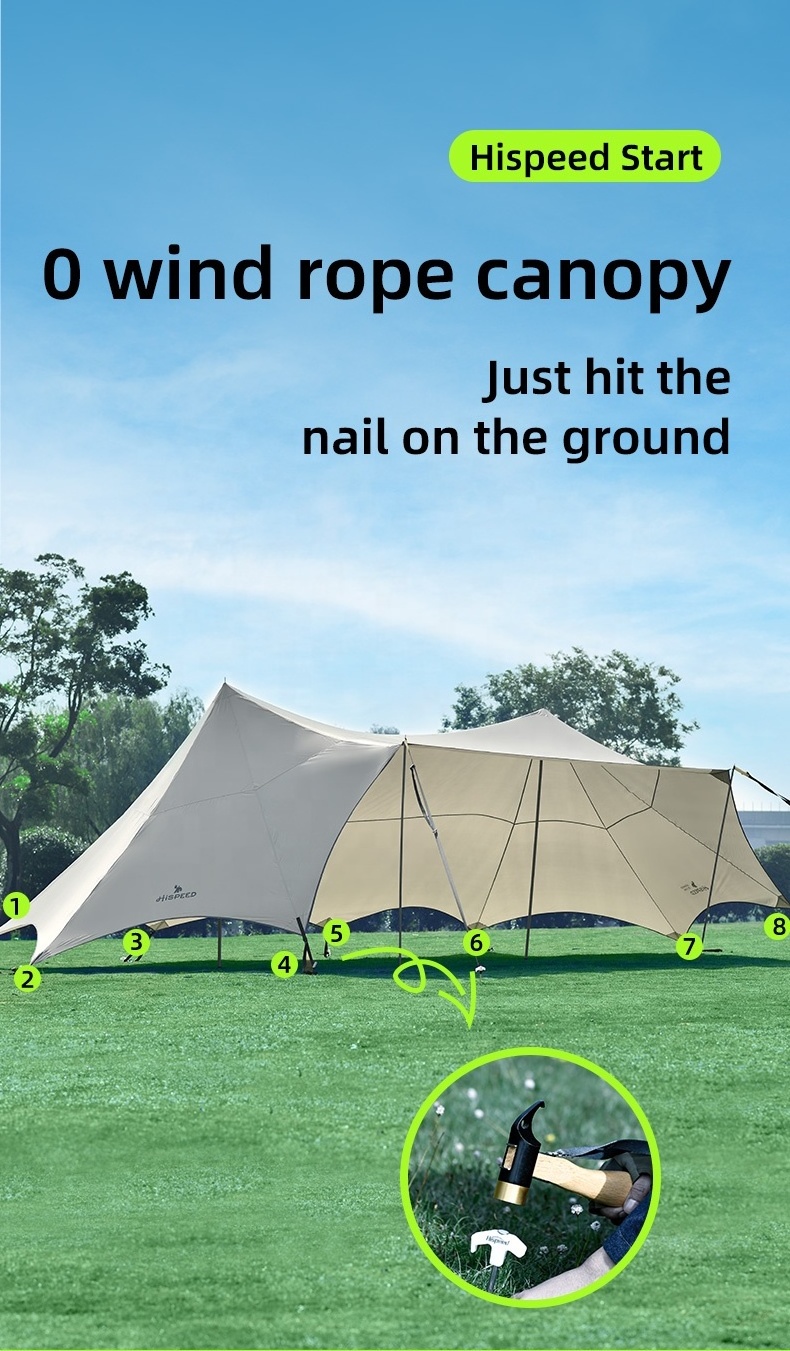 HISPEED Adjustable Poles Camping Tarp Tent Waterproof Rain Fly 10-20 Person Party Beach Canopy Shade Tarp Tent