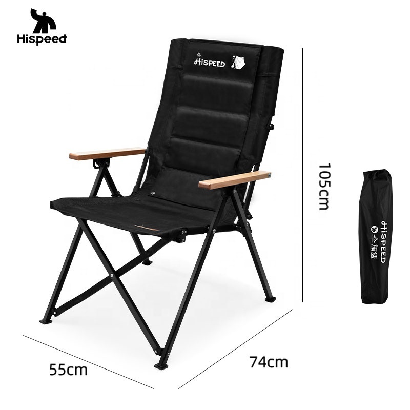 HISPEED Furnitures Camping Chairs Folding Portable Aluminum Lawn Chair 4 Position Black Highback Chairs Air Permeable Kamp Masas