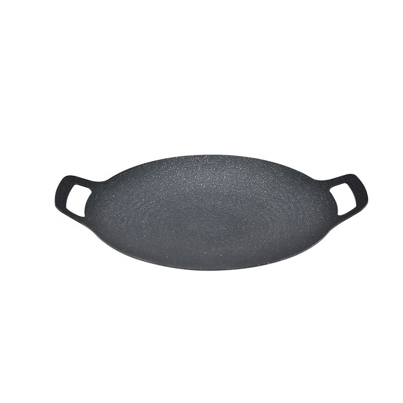 HISPEED Korean Barbecue Grill Pan Non-stick Outdoor Round Camping BBQ Grill Pan for Travel