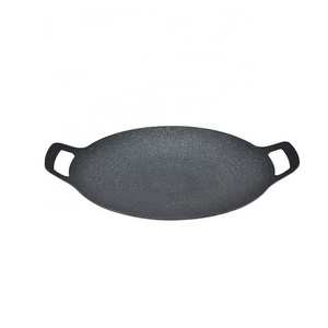 HISPEED Korean Barbecue Grill Pan Non-stick Outdoor Round Camping BBQ Grill Pan for Travel