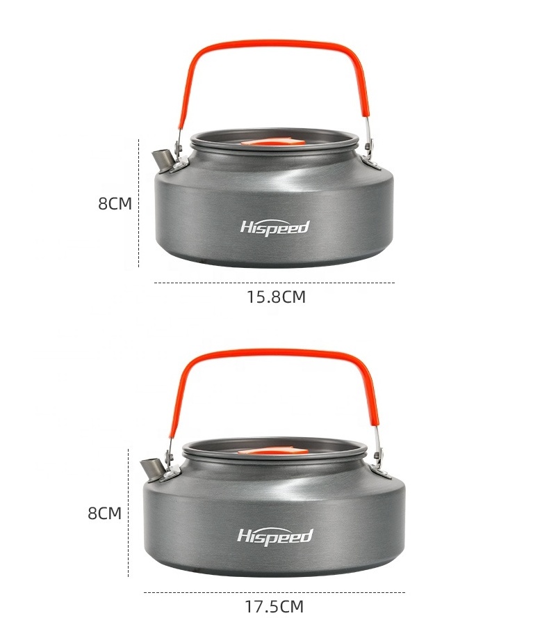 HISPEED Camping Tea Kettle Aluminum 1.1L/1.5L/2L Camping Hot Water Kettle with ABS Handle