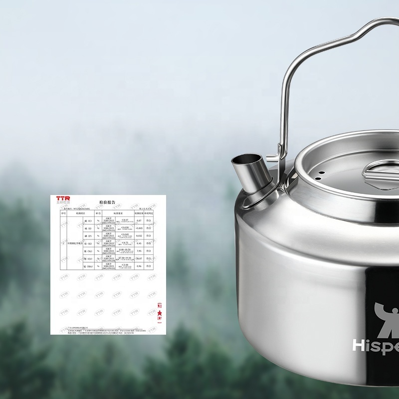 HISPEED Camping Cookware Kettle 1.2L Metal Teapot Portable Anti-scald Stainless Steel Kettle