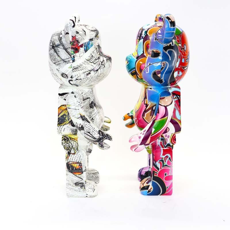 Modern Art Sculpture Custom Handmade Resin Crafts Graffiti Bearbrick 400 1000 Statue