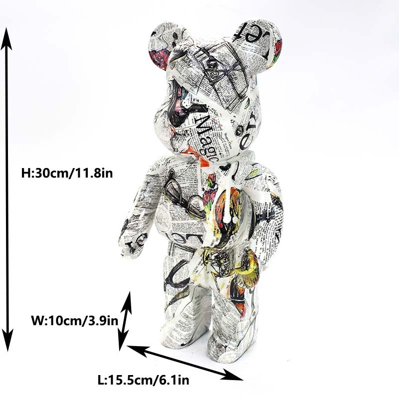 Modern Art Sculpture Custom Handmade Resin Crafts Graffiti Bearbrick 400 1000 Statue