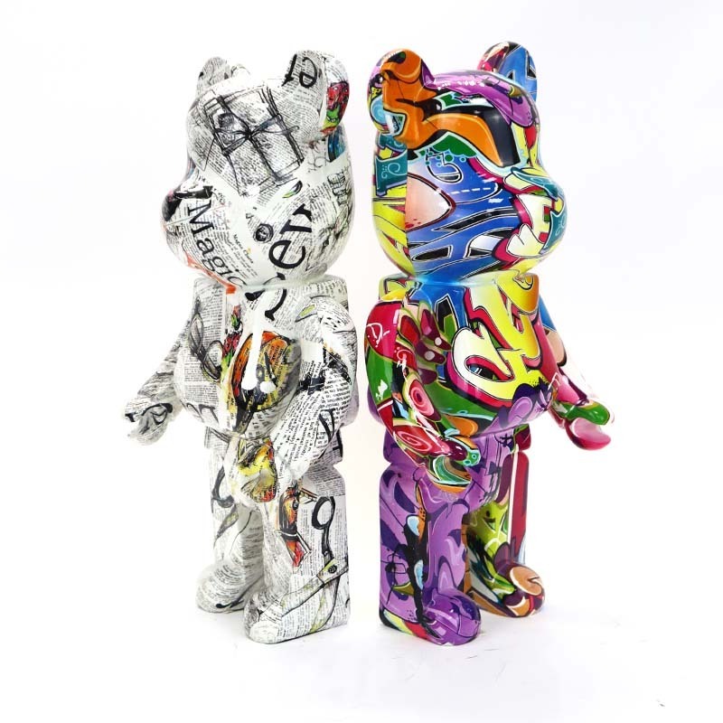 Modern Art Sculpture Custom Handmade Resin Crafts Graffiti Bearbrick 400 1000 Statue