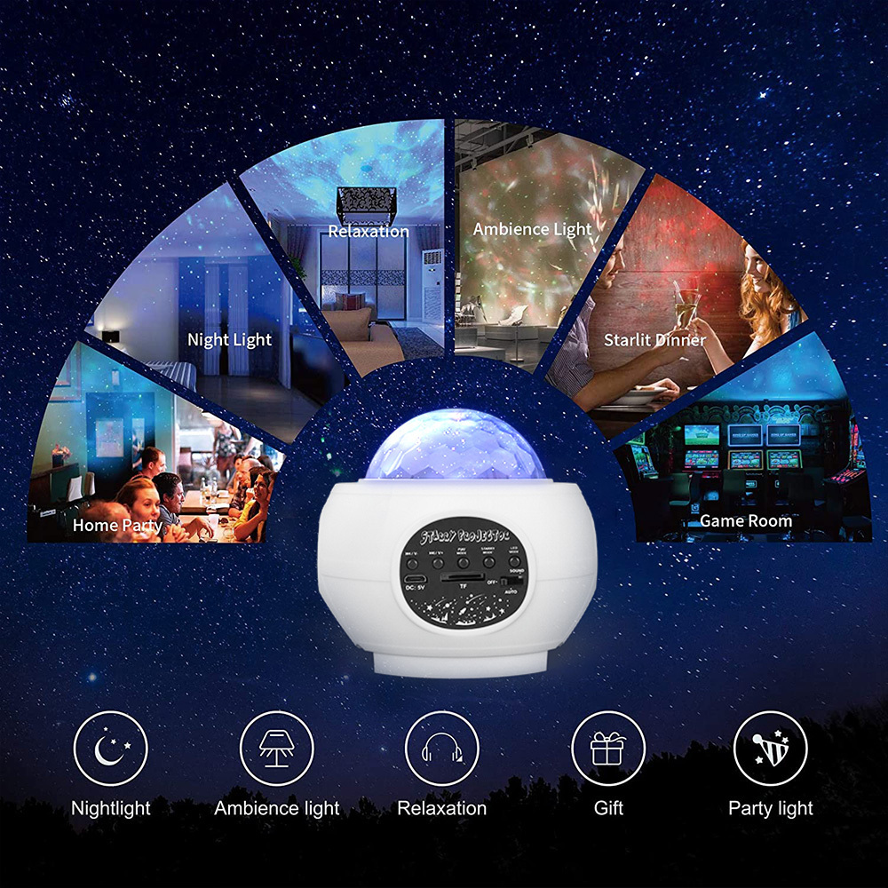 Star Projector, Starry Night Light for Bedroom, Smart LED Space Sky Starry Moving Ocean Wave Lamp with Remote Control