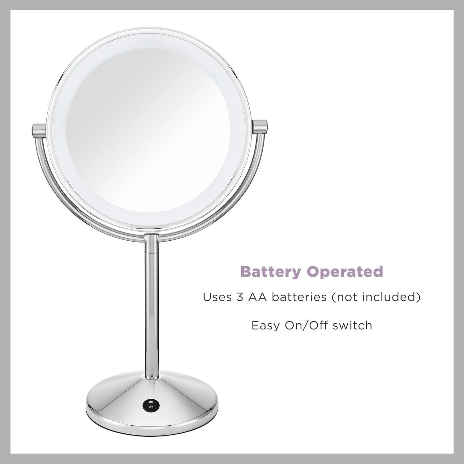 1X/10X Magnifying LED Light Vanity Mirror table Makeup Mirrors Style Modern Customized Logo Chrome Round Cosmetic Mirror