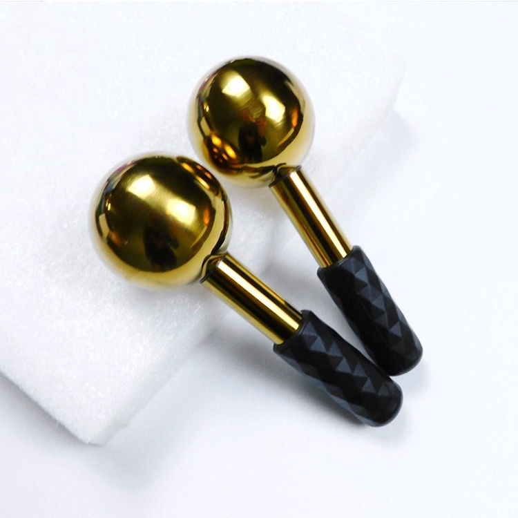 Wholesale Brass Stainless Steel Facial Massage Ball Anti Aging Summer Cooling Stainless Steel Globes For Face