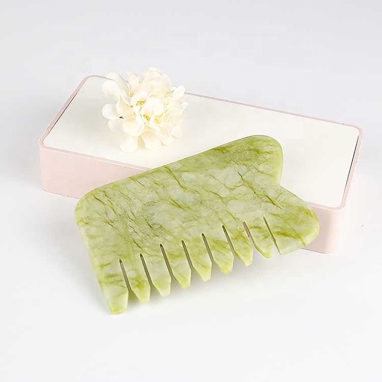 Rose Quartz Gua Sha Bian Stone Facial Massage Tool with Anti-Aging Skin Tightening and Rejuvenate Green Jade GuaSha for Slimming