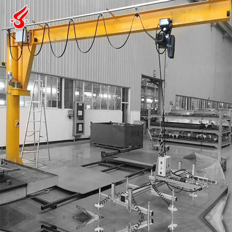 Hot sale floor mounted swing arm hoisting 250kg 500kg 1 ton 2 ton 3 ton 5 ton  jib crane with chain hoist