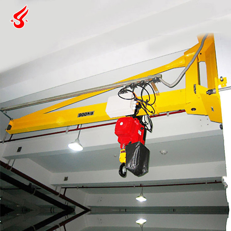 Floor mounted mini electric swinging arms column jib crane 250kg 500kg 3 ton cantilever crane is used for loading and hoisting