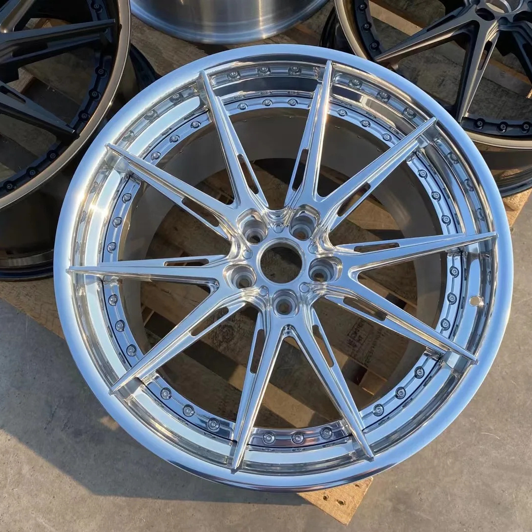 Yufei 2 piece wheels forged ultra light weight rims  19 20 21 22 24 inch 6061-t6 polishing forged rims for mercedes maybach rim