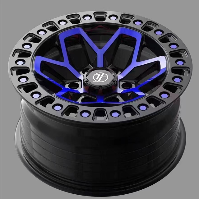 Yufei  offroad wheels 17 inch 6x139.7 Matte black blue offroad Wheel Alloy Rims  fit for Tank 500  Off-road modification