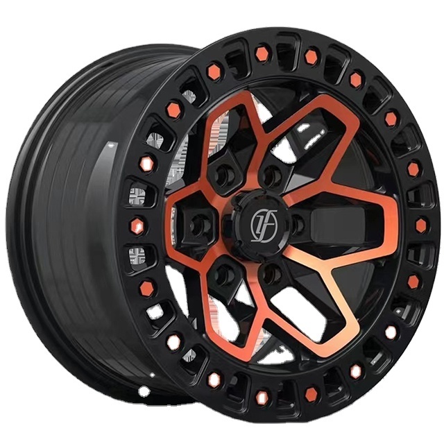 Yufei  offroad wheels 17 inch 6x139.7  matte black orange   flow forming wheels  fit for Tank 500  300 Off-road modification