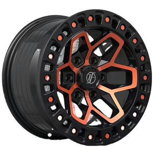 Yufei  offroad wheels 17 inch 6x139.7  matte black orange   flow forming wheels  fit for Tank 500  300 Off-road modification