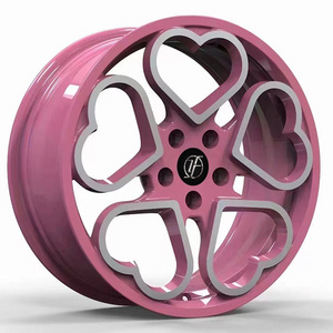 Factory Custom forged aluminum wheels forged wheels 18 inch Pink Forged Heart Shaped Purple Car Wheels Rims rims with hearts